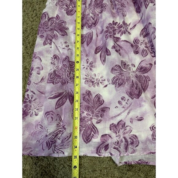 NWT JJILL Linen Maxi Purple Skirt Lined Floral Pleated Boho Beach Coastal Sz 12 - Picture 4 of 8